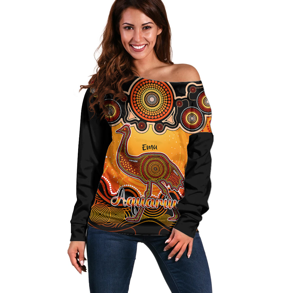 personalised-australia-aquarius-emu-zodiac-off-shoulder-sweater-auz-astrology-aboriginal-red