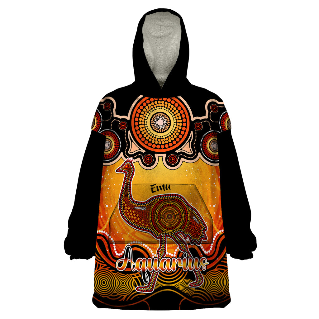 personalised-australia-aquarius-emu-zodiac-wearable-blanket-hoodie-auz-astrology-aboriginal-red