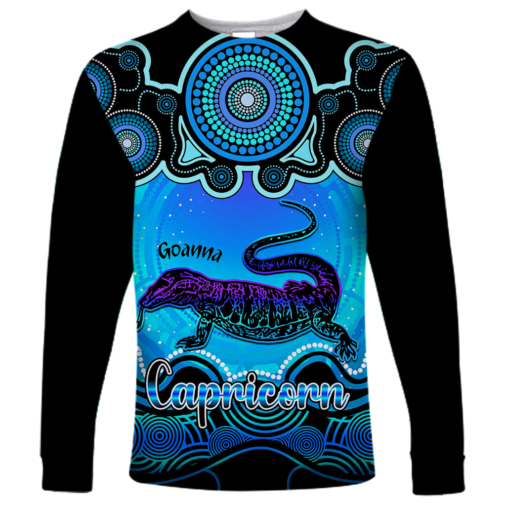 personalised-australia-capricorn-goanna-zodiac-long-sleeve-shirt-auz-astrology-aboriginal-aqua