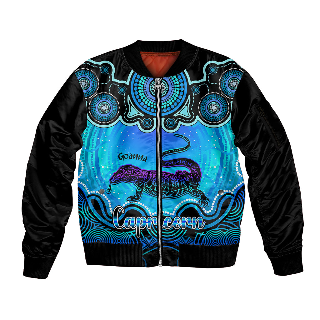 personalised-australia-capricorn-goanna-zodiac-sleeve-zip-bomber-jacket-auz-astrology-aboriginal-aqua