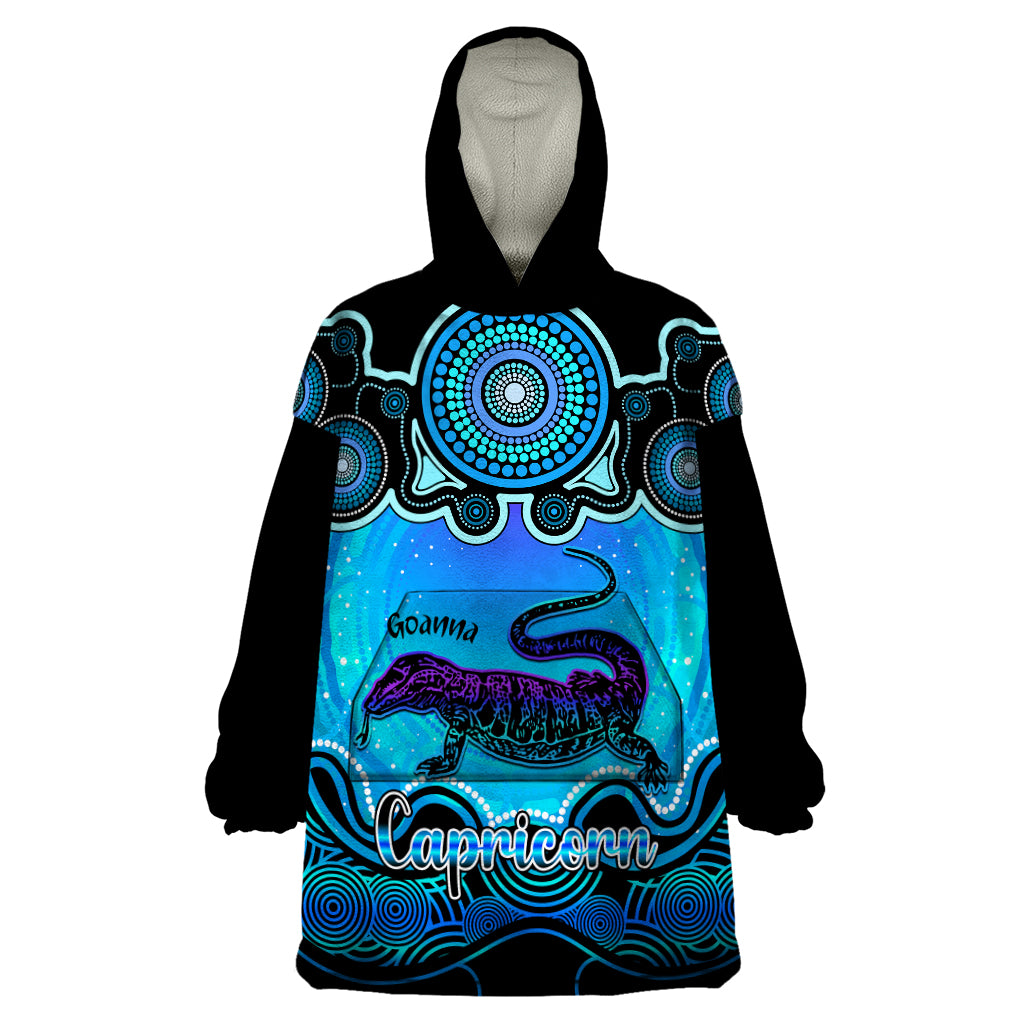 personalised-australia-capricorn-goanna-zodiac-wearable-blanket-hoodie-auz-astrology-aboriginal-aqua