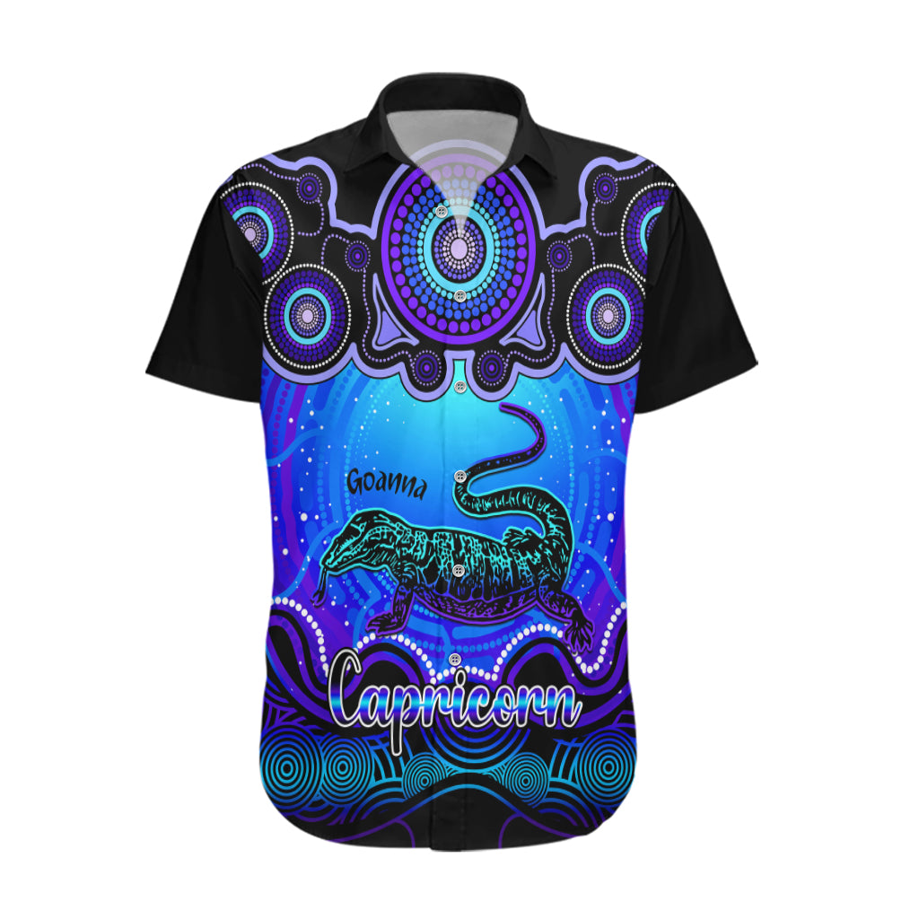 personalised-australia-capricorn-goanna-zodiac-hawaiian-shirt-auz-astrology-aboriginal-blue