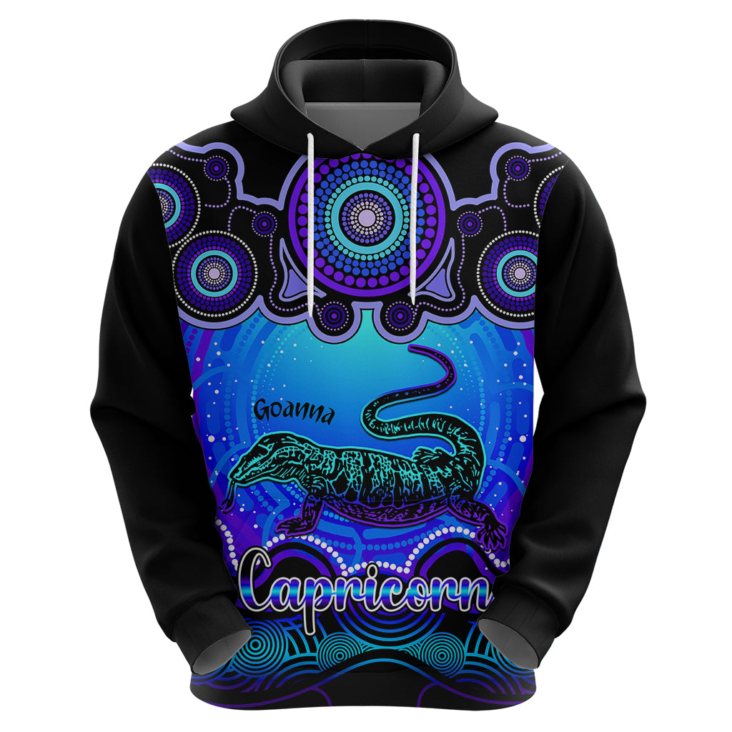 personalised-australia-capricorn-goanna-zodiac-hoodie-auz-astrology-aboriginal-blue