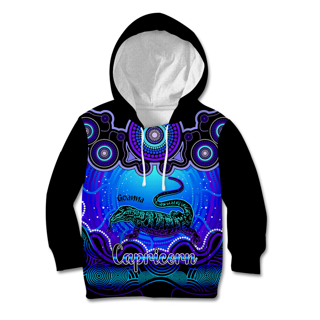 personalised-australia-capricorn-goanna-zodiac-kid-hoodie-auz-astrology-aboriginal-blue