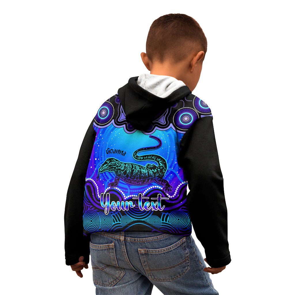 personalised-australia-capricorn-goanna-zodiac-kid-hoodie-auz-astrology-aboriginal-blue