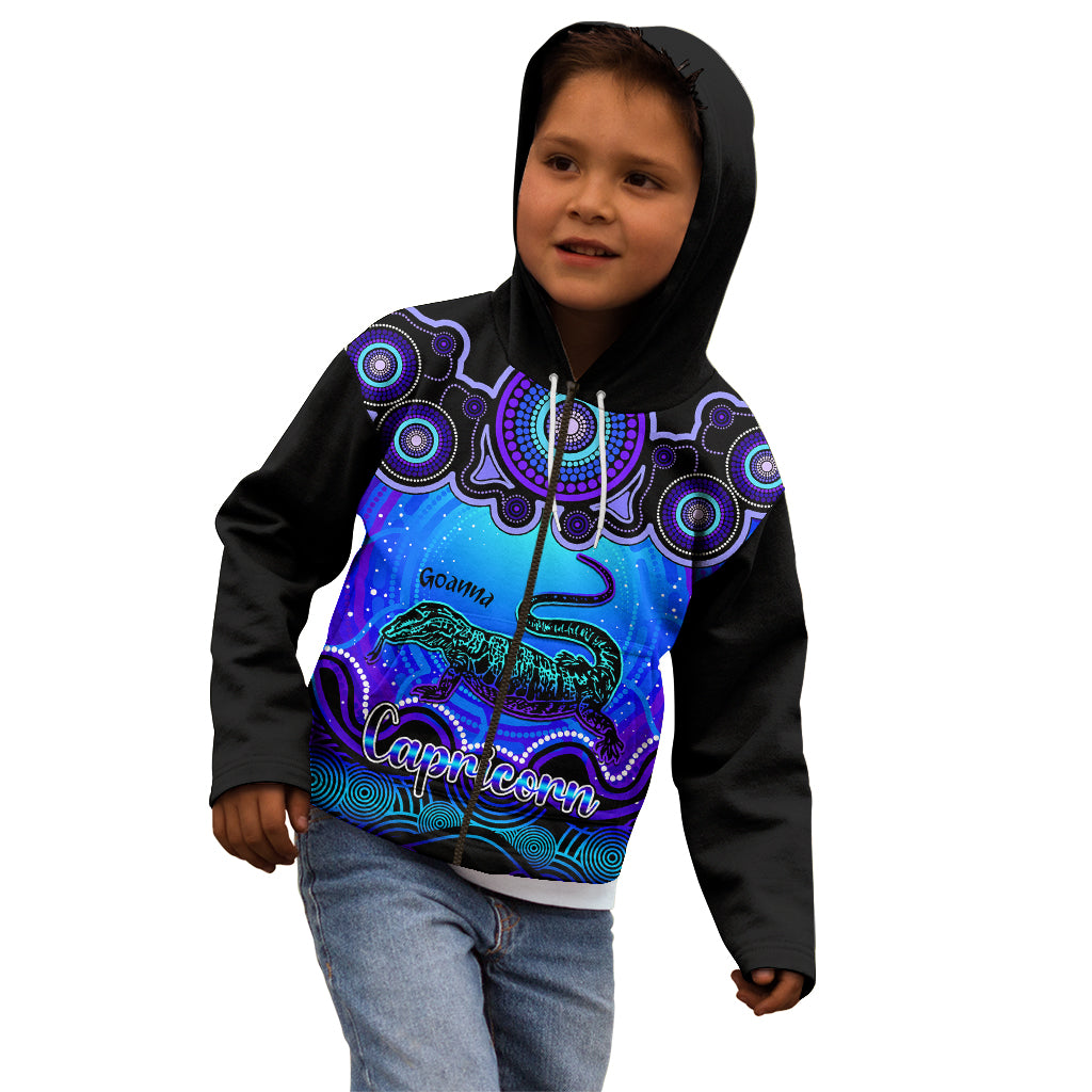 personalised-australia-capricorn-goanna-zodiac-kid-hoodie-auz-astrology-aboriginal-blue