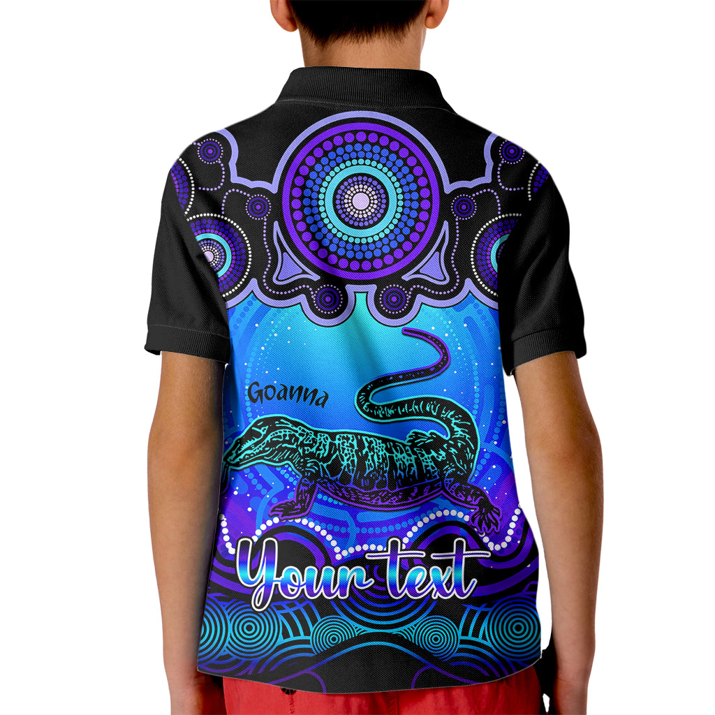 personalised-australia-capricorn-goanna-zodiac-kid-polo-shirt-auz-astrology-aboriginal-blue