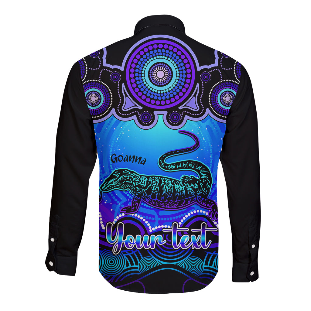 personalised-australia-capricorn-goanna-zodiac-long-sleeve-button-shirt-auz-astrology-aboriginal-blue