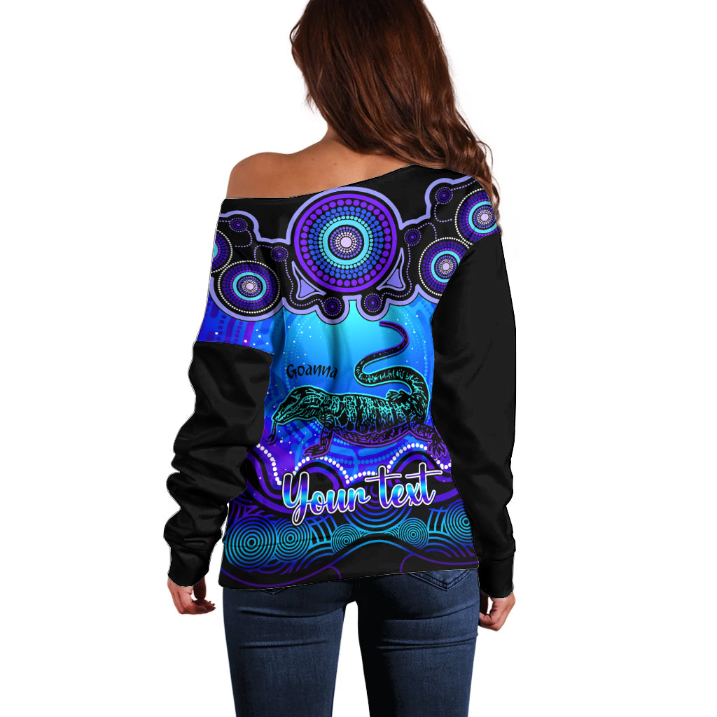 personalised-australia-capricorn-goanna-zodiac-off-shoulder-sweater-auz-astrology-aboriginal-blue