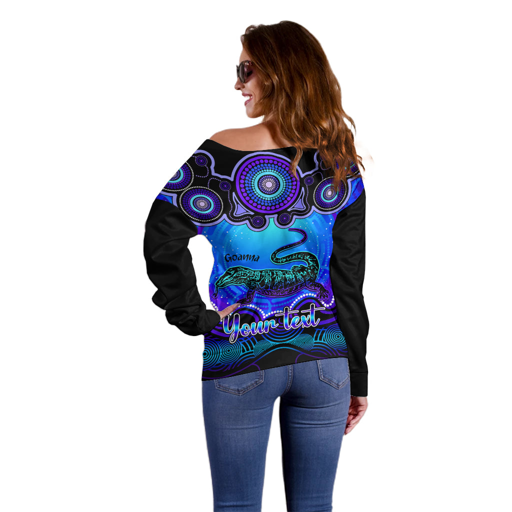 personalised-australia-capricorn-goanna-zodiac-off-shoulder-sweater-auz-astrology-aboriginal-blue