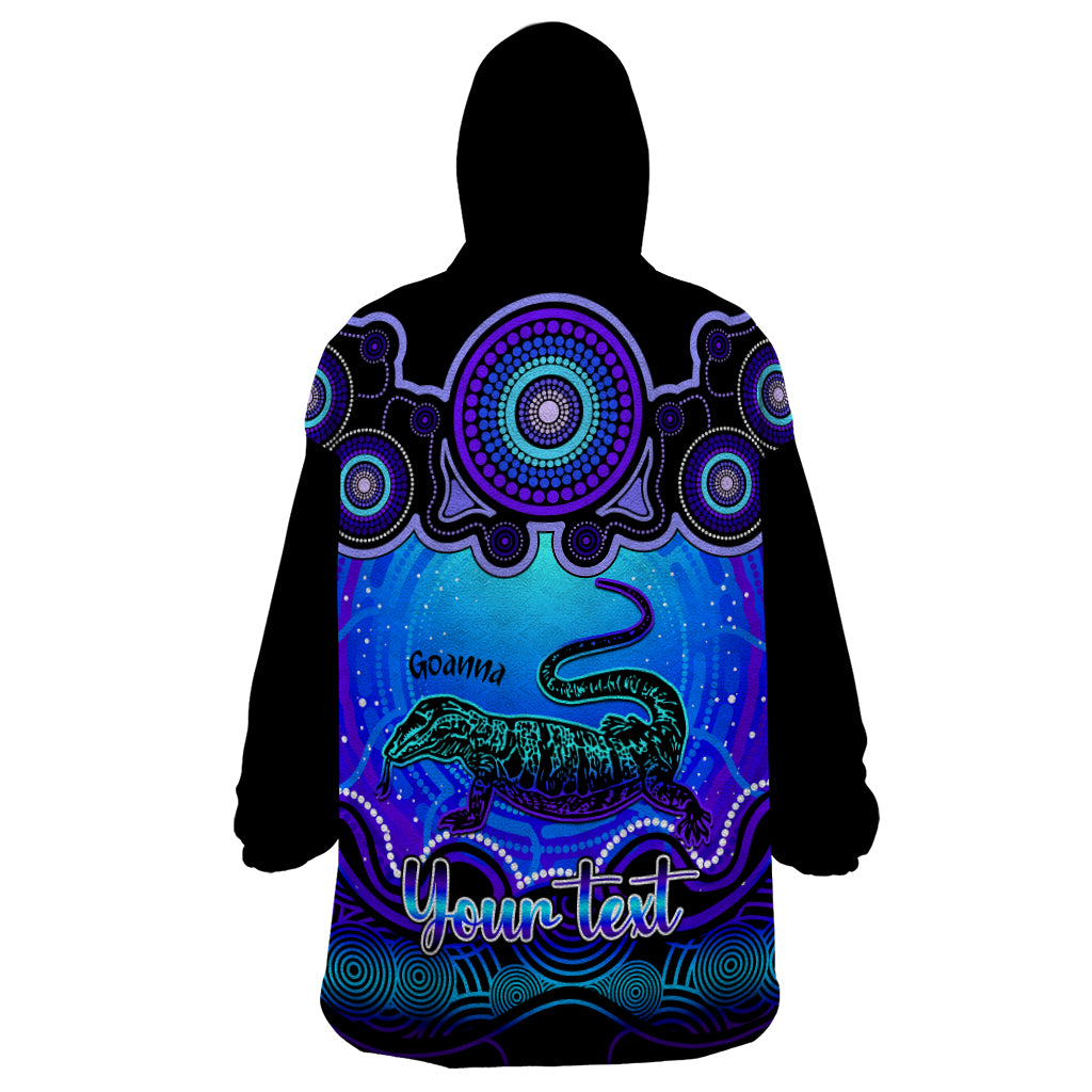 personalised-australia-capricorn-goanna-zodiac-wearable-blanket-hoodie-auz-astrology-aboriginal-blue