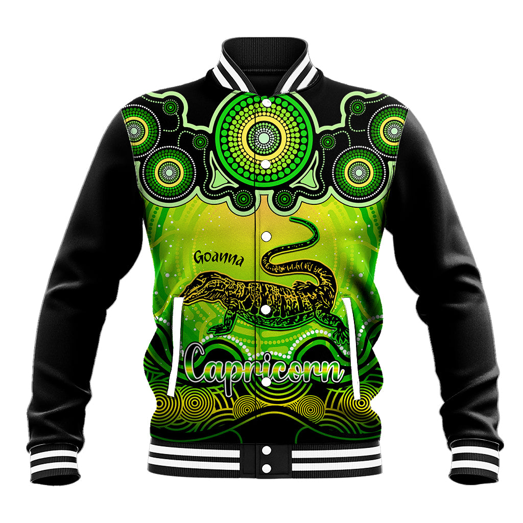 personalised-australia-capricorn-goanna-zodiac-baseball-jacket-auz-astrology-aboriginal-green