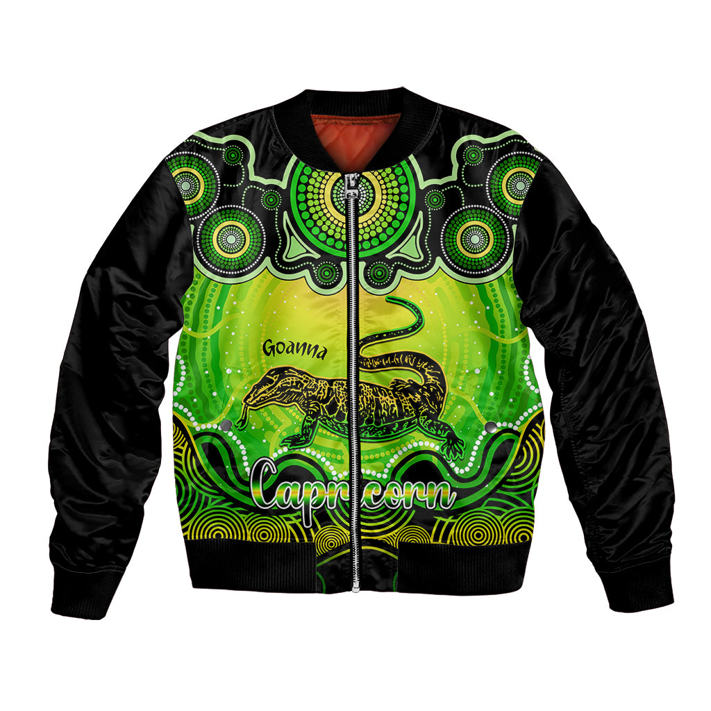 personalised-australia-capricorn-goanna-zodiac-bomber-jacket-auz-astrology-aboriginal-green