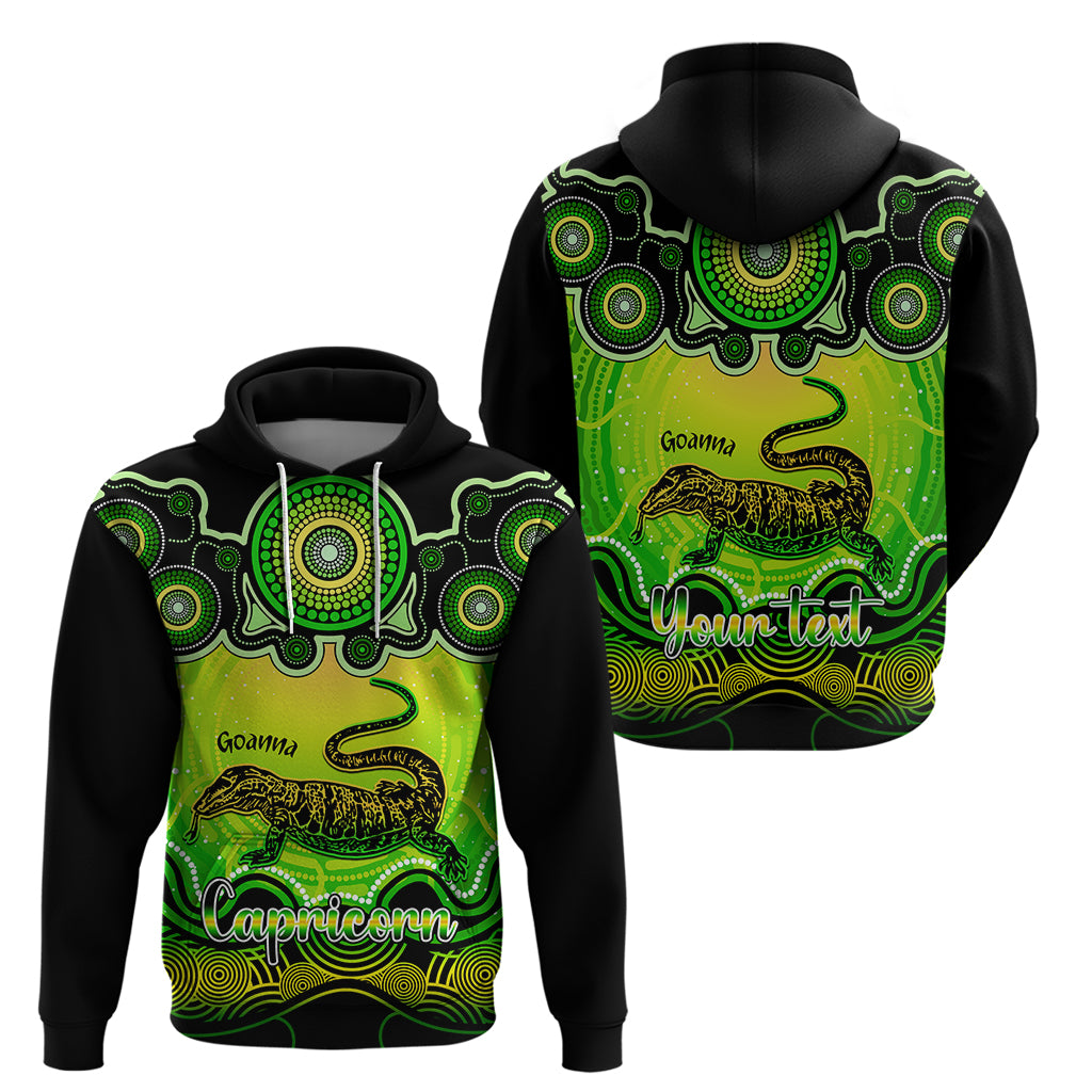 personalised-australia-capricorn-goanna-zodiac-hoodie-auz-astrology-aboriginal-green