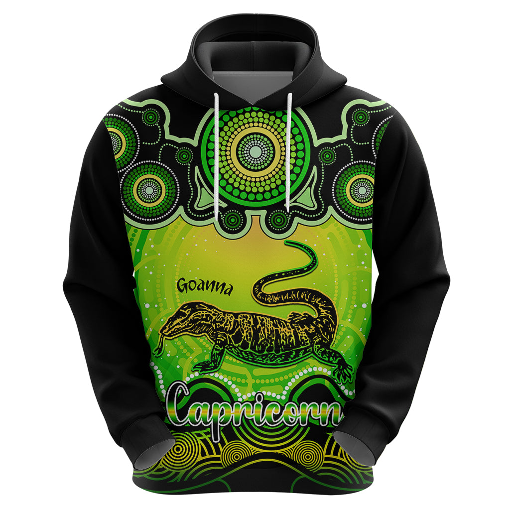 personalised-australia-capricorn-goanna-zodiac-hoodie-auz-astrology-aboriginal-green