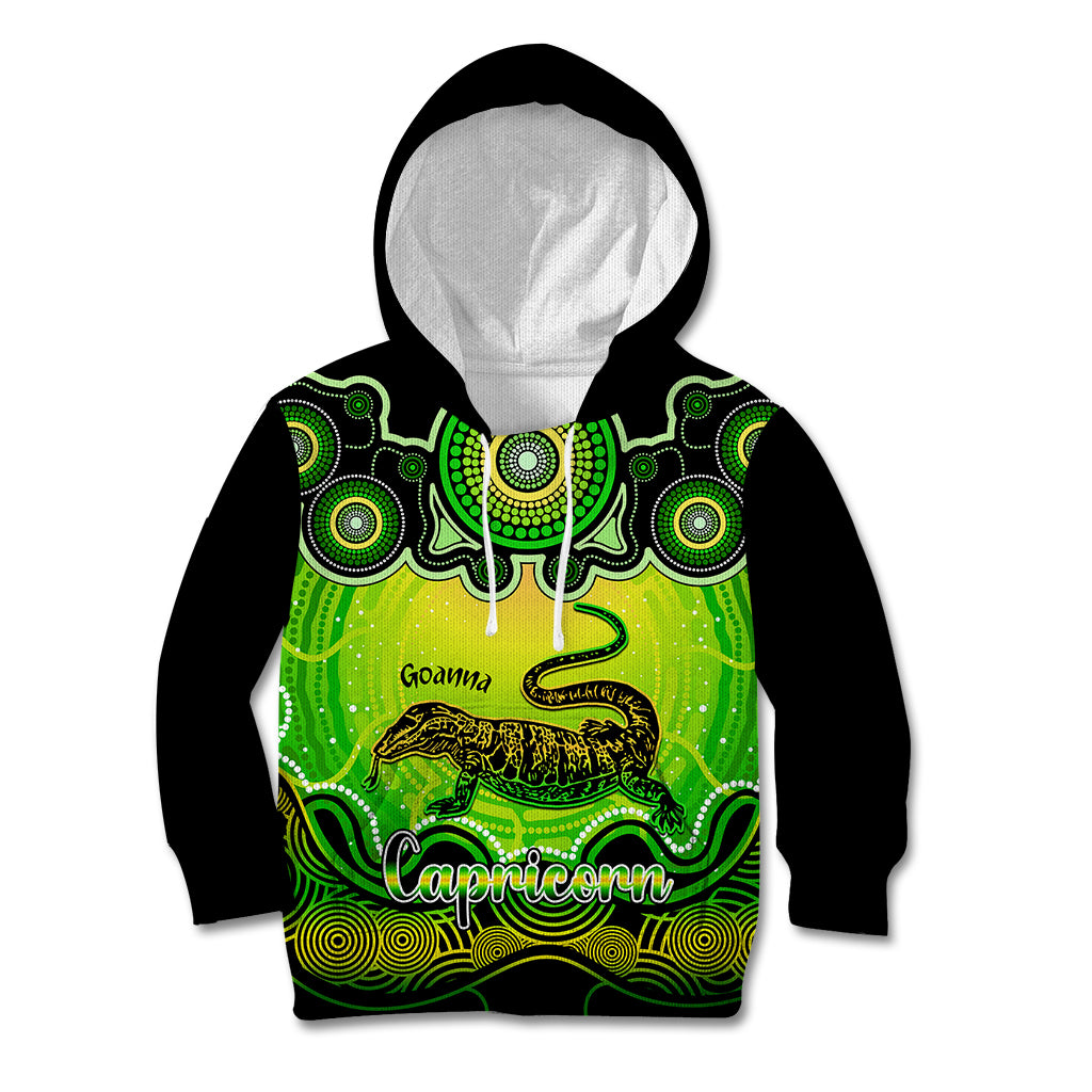 personalised-australia-capricorn-goanna-zodiac-kid-hoodie-auz-astrology-aboriginal-green