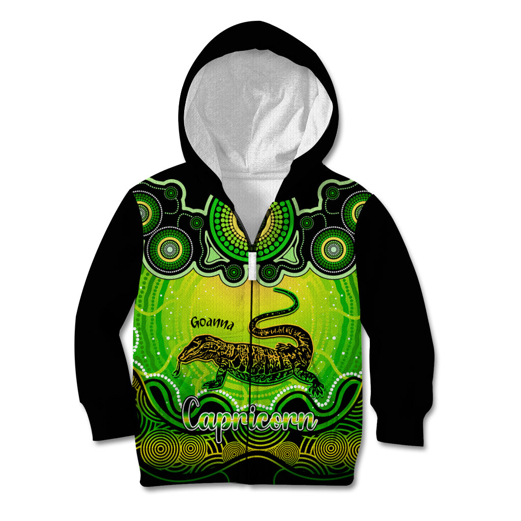 personalised-australia-capricorn-goanna-zodiac-kid-hoodie-auz-astrology-aboriginal-green