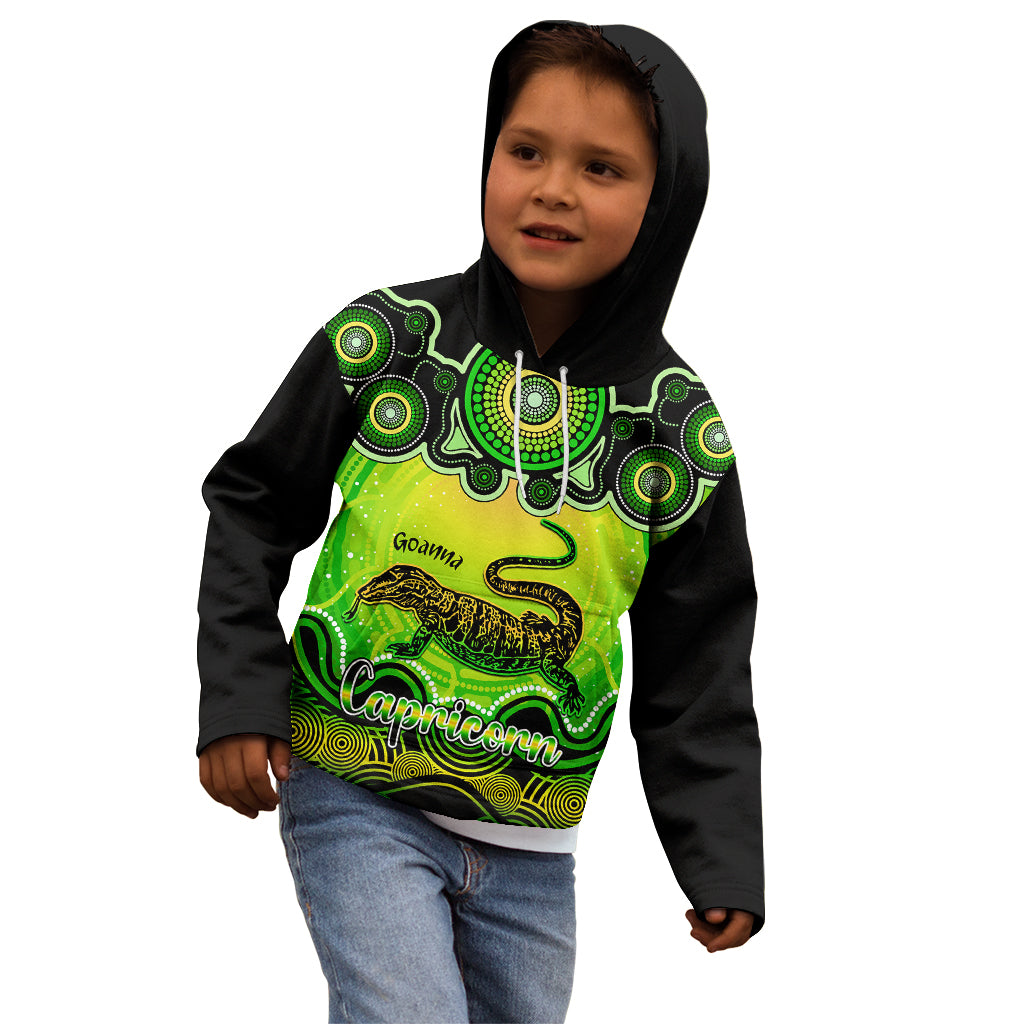 personalised-australia-capricorn-goanna-zodiac-kid-hoodie-auz-astrology-aboriginal-green