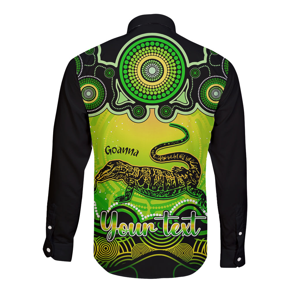 personalised-australia-capricorn-goanna-zodiac-long-sleeve-button-shirt-auz-astrology-aboriginal-green