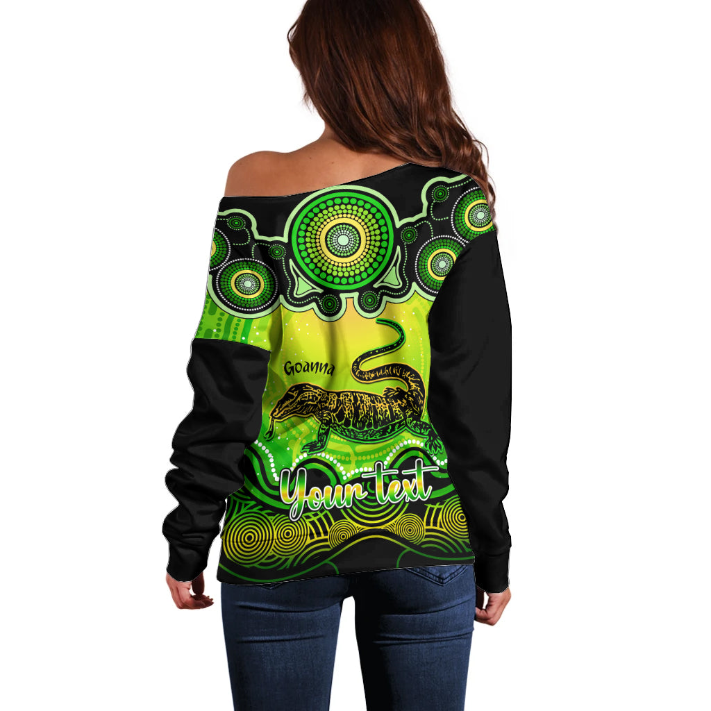 personalised-australia-capricorn-goanna-zodiac-off-shoulder-sweater-auz-astrology-aboriginal-green