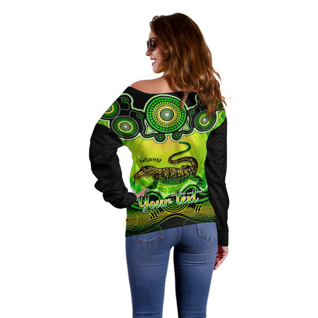 personalised-australia-capricorn-goanna-zodiac-off-shoulder-sweater-auz-astrology-aboriginal-green