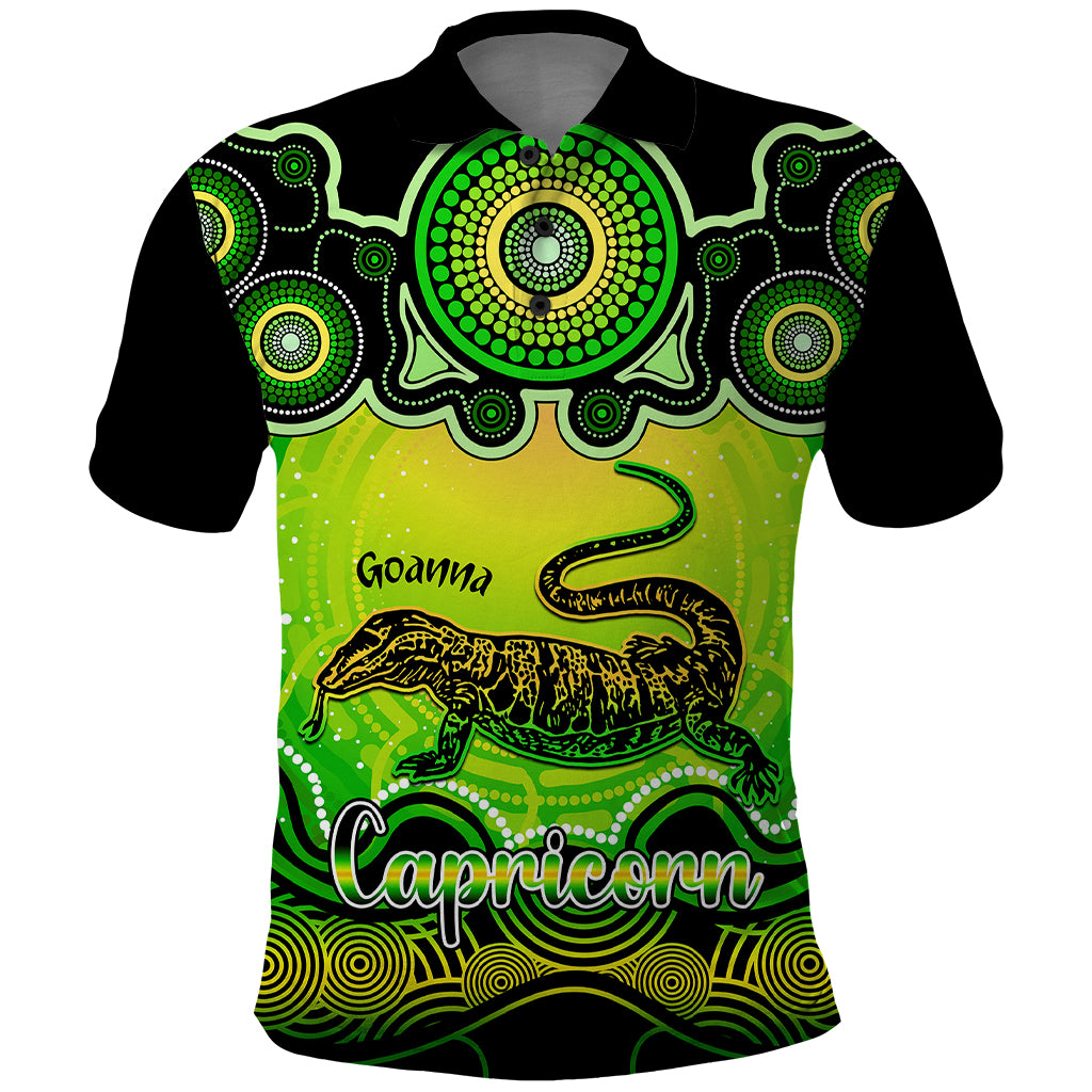 personalised-australia-capricorn-goanna-zodiac-polo-shirt-auz-astrology-aboriginal-green