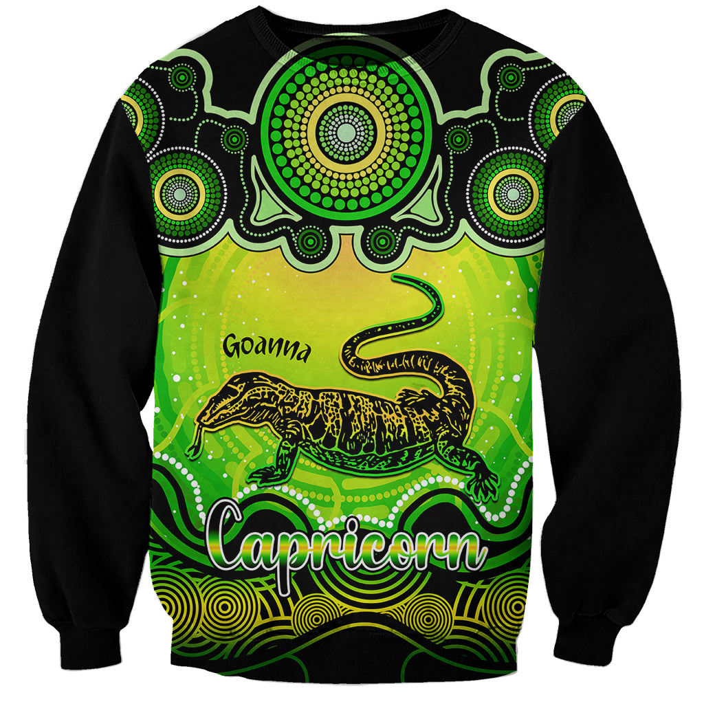 personalised-australia-capricorn-goanna-zodiac-sweatshirt-auz-astrology-aboriginal-green