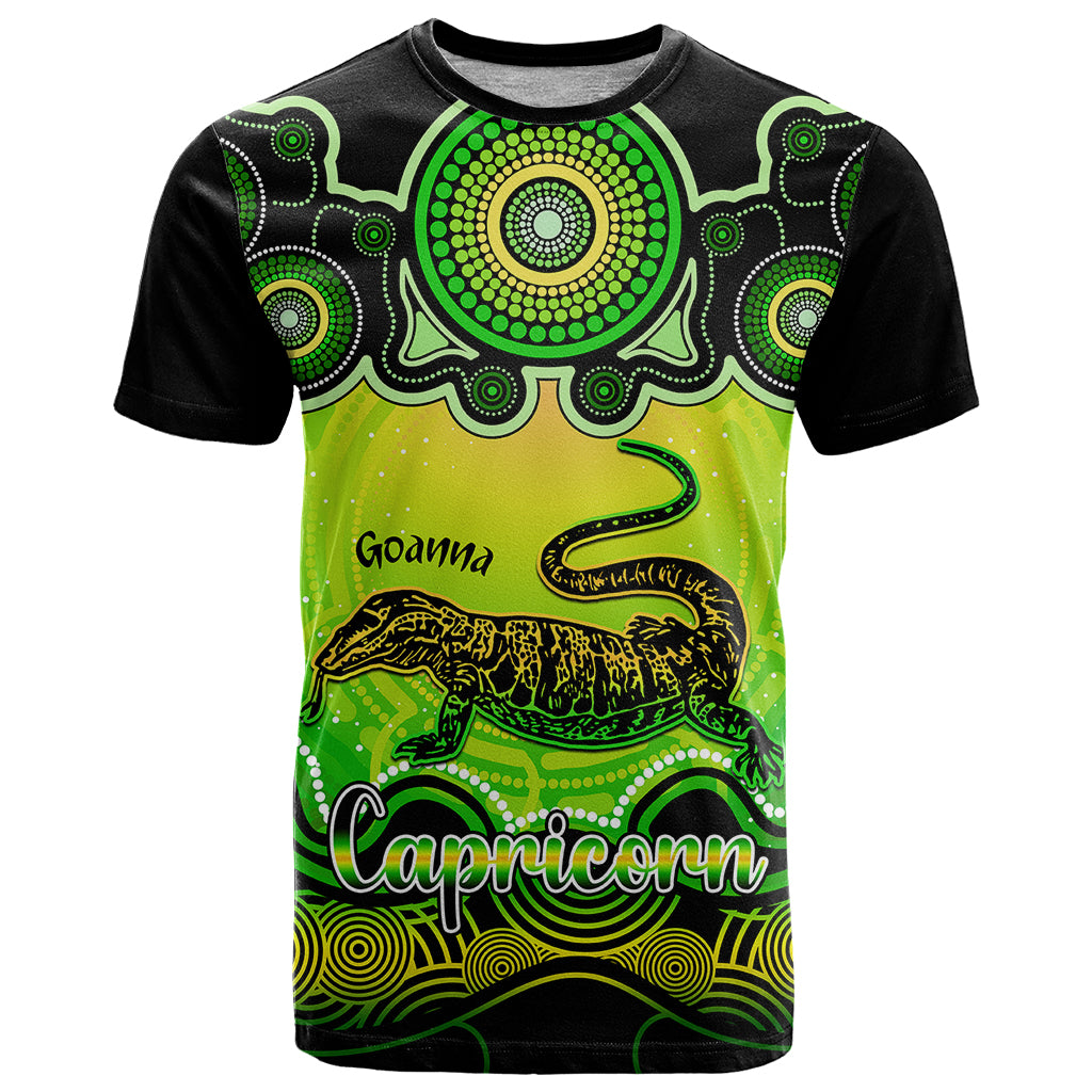 personalised-australia-capricorn-goanna-zodiac-t-shirt-auz-astrology-aboriginal-green