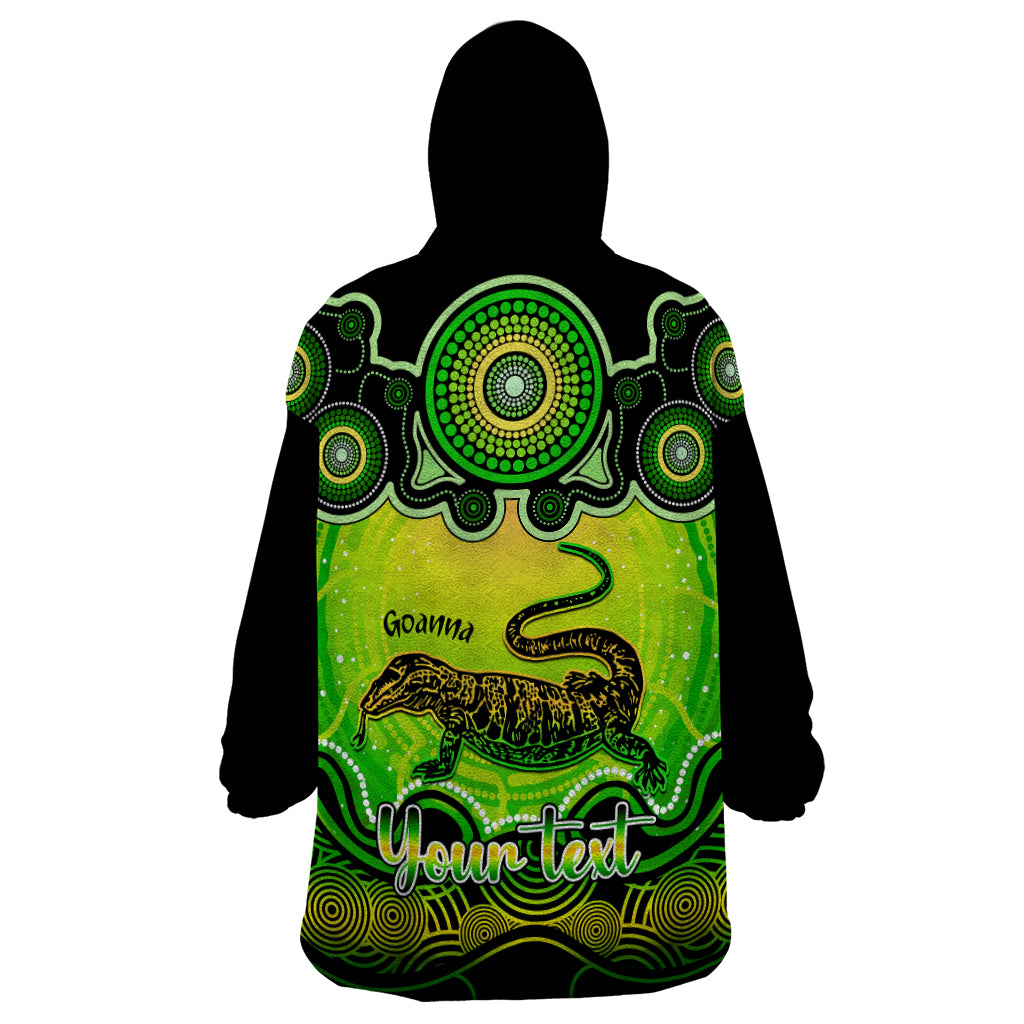 personalised-australia-capricorn-goanna-zodiac-wearable-blanket-hoodie-auz-astrology-aboriginal-green