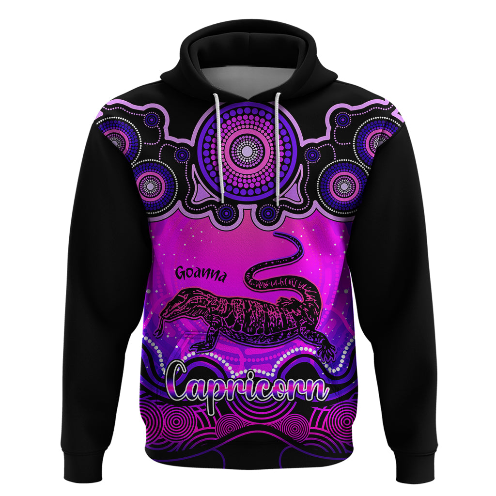 personalised-australia-capricorn-goanna-zodiac-hoodie-auz-astrology-aboriginal-magenta