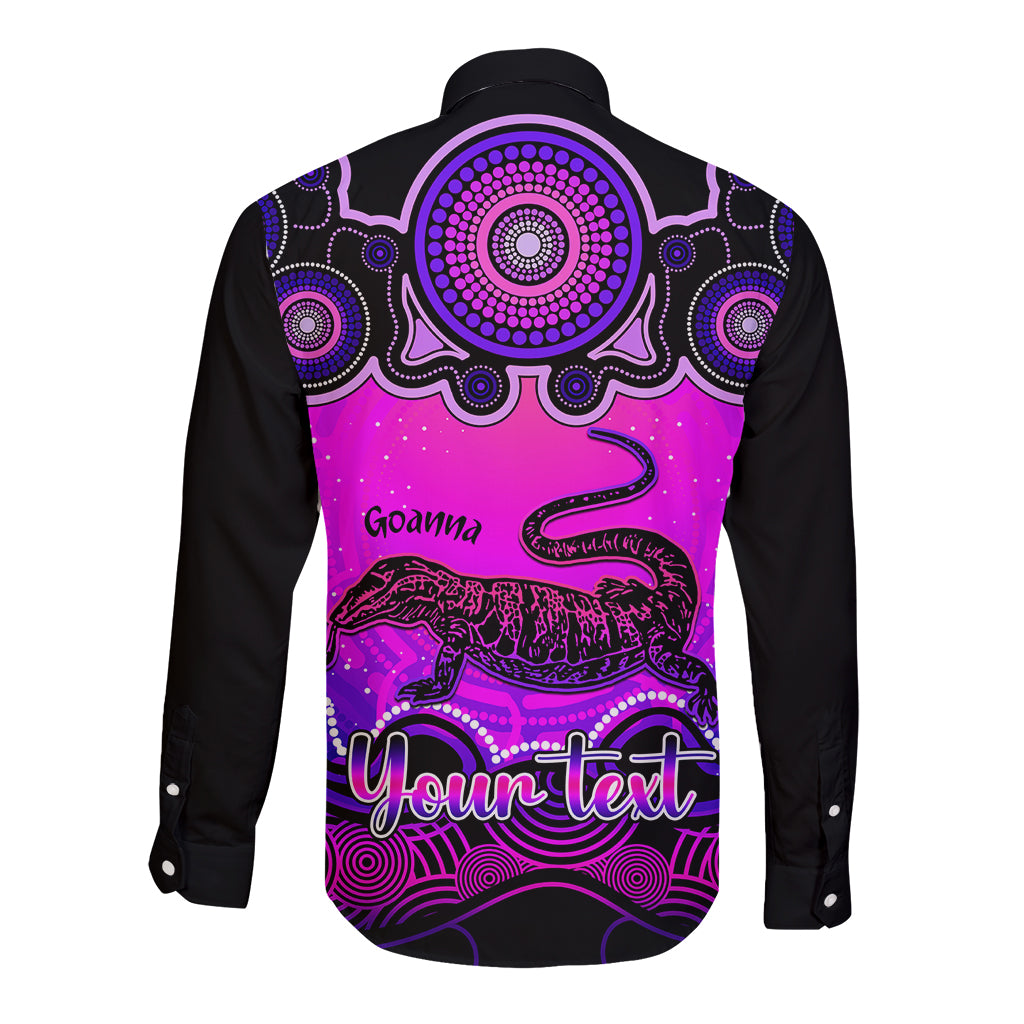 personalised-australia-capricorn-goanna-zodiac-long-sleeve-button-shirt-auz-astrology-aboriginal-magenta