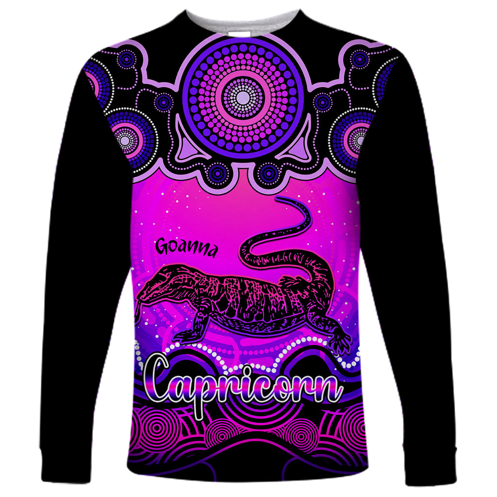 personalised-australia-capricorn-goanna-zodiac-long-sleeve-shirt-auz-astrology-aboriginal-magenta