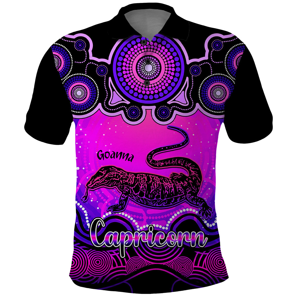 personalised-australia-capricorn-goanna-zodiac-polo-shirt-auz-astrology-aboriginal-magenta