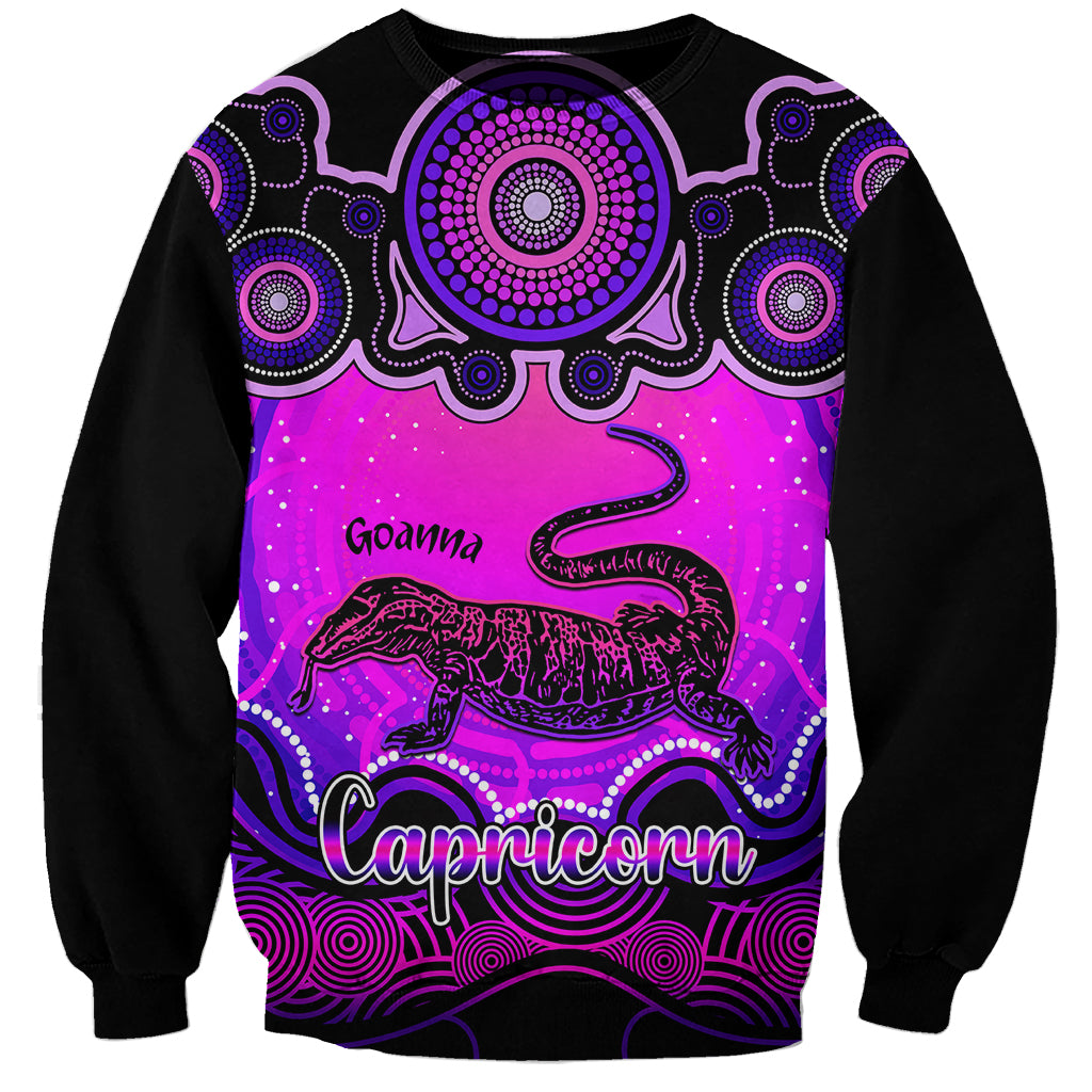 personalised-australia-capricorn-goanna-zodiac-sweatshirt-auz-astrology-aboriginal-magenta