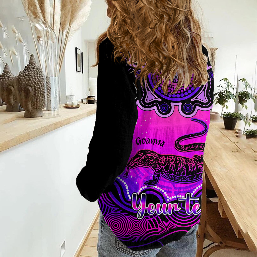 Personalised Australia Capricorn Goanna Zodiac Women Casual Shirt Auz Astrology Aboriginal - Magenta LT9