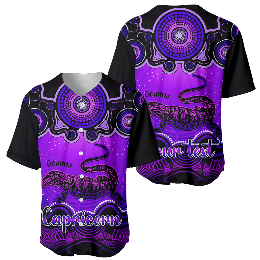 personalised-australia-capricorn-goanna-zodiac-baseball-jersey-auz-astrology-aboriginal-purple