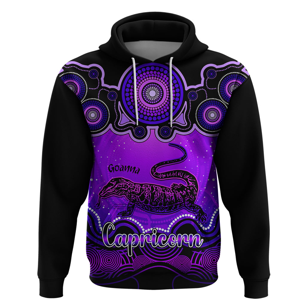 personalised-australia-capricorn-goanna-zodiac-hoodie-auz-astrology-aboriginal-purple