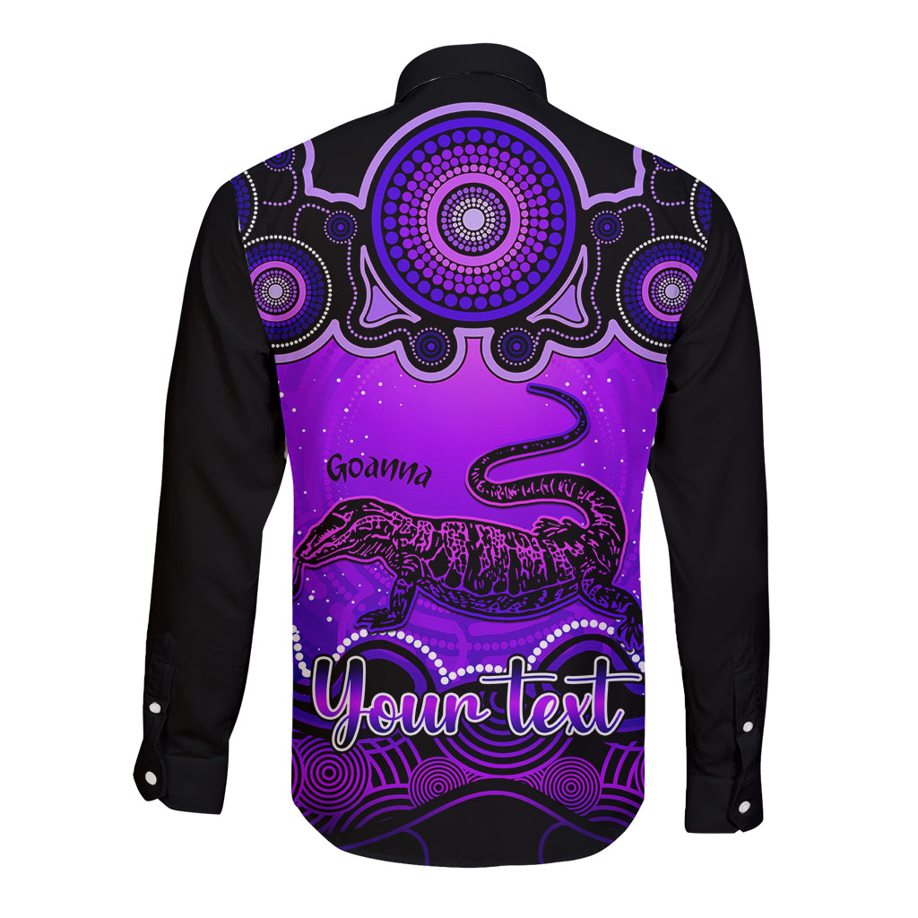 personalised-australia-capricorn-goanna-zodiac-long-sleeve-button-shirt-auz-astrology-aboriginal-purple