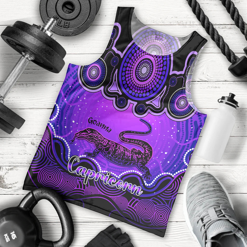 personalised-australia-capricorn-goanna-zodiac-men-tank-top-auz-astrology-aboriginal-purple