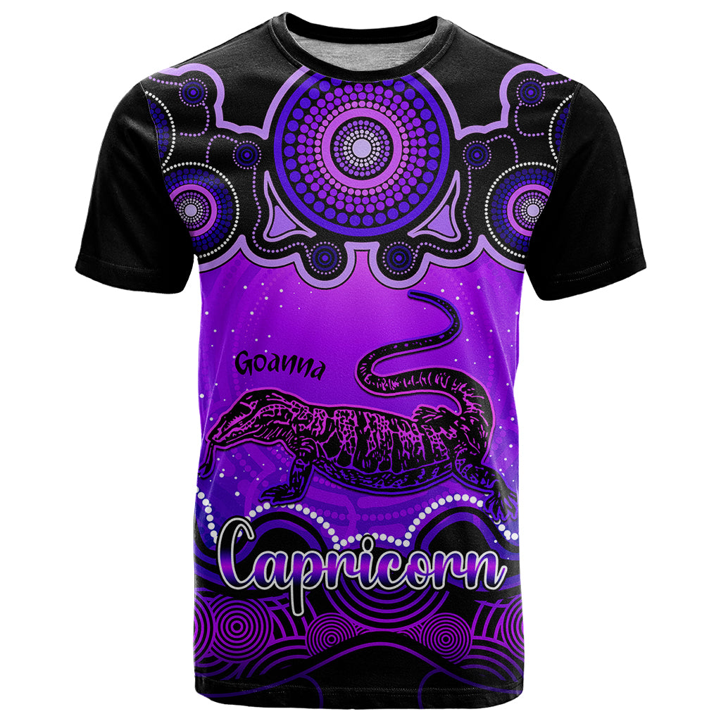 personalised-australia-capricorn-goanna-zodiac-t-shirt-auz-astrology-aboriginal-purple