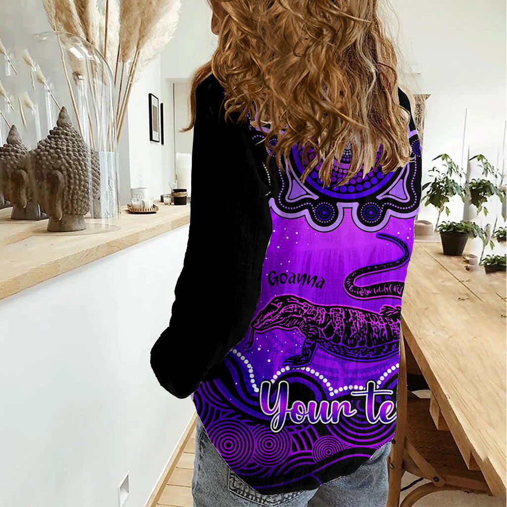 Personalised Australia Capricorn Goanna Zodiac Women Casual Shirt Auz Astrology Aboriginal - Purple LT9