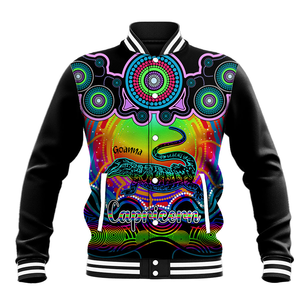 personalised-australia-capricorn-goanna-zodiac-baseball-jacket-auz-astrology-aboriginal-rainbow