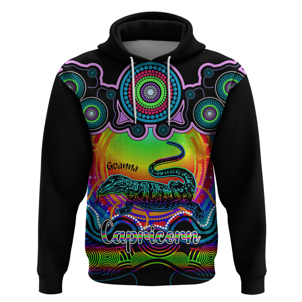 personalised-australia-capricorn-goanna-zodiac-hoodie-auz-astrology-aboriginal-rainbow