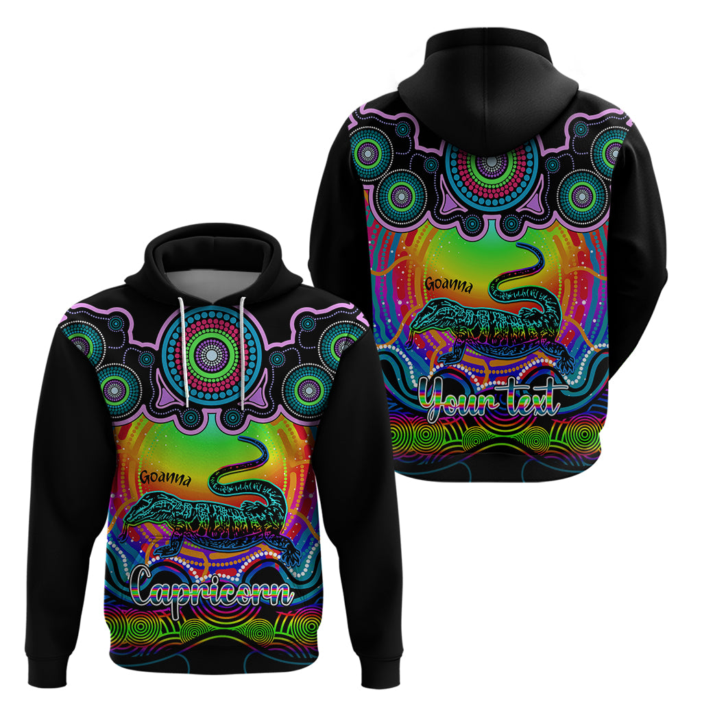 personalised-australia-capricorn-goanna-zodiac-hoodie-auz-astrology-aboriginal-rainbow