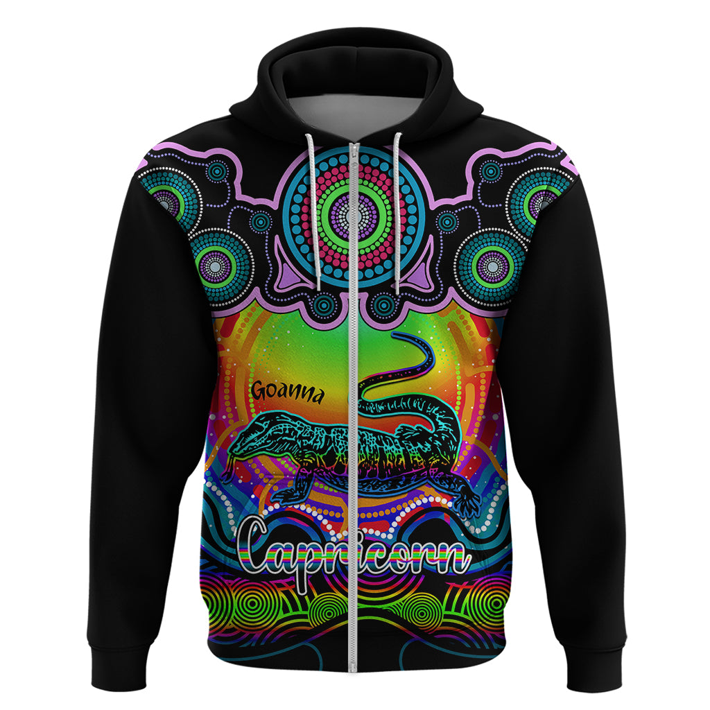 personalised-australia-capricorn-goanna-zodiac-hoodie-auz-astrology-aboriginal-rainbow