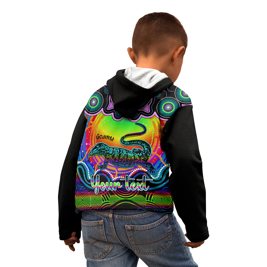 personalised-australia-capricorn-goanna-zodiac-kid-hoodie-auz-astrology-aboriginal-rainbow