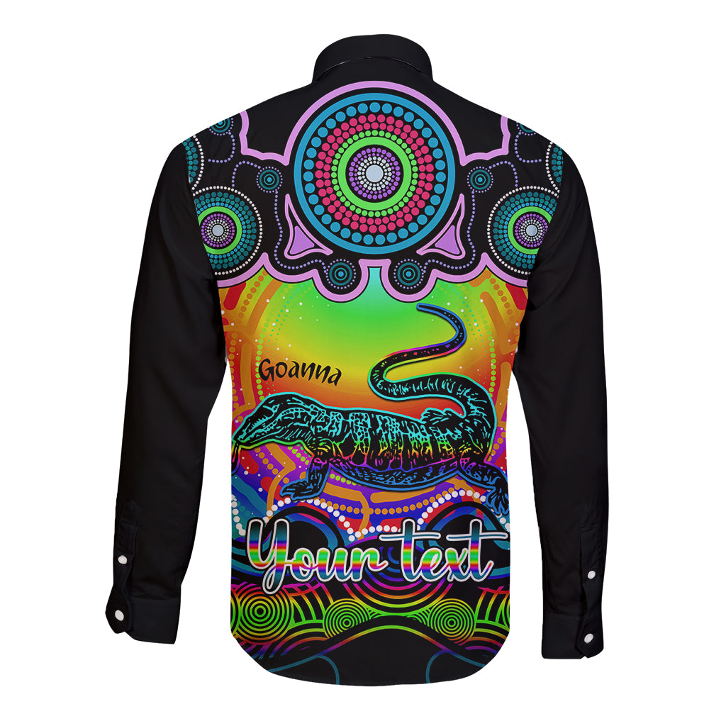 personalised-australia-capricorn-goanna-zodiac-long-sleeve-button-shirt-auz-astrology-aboriginal-rainbow