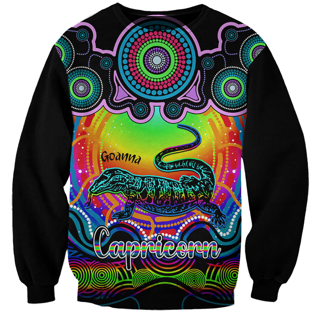 personalised-australia-capricorn-goanna-zodiac-sweatshirt-auz-astrology-aboriginal-rainbow