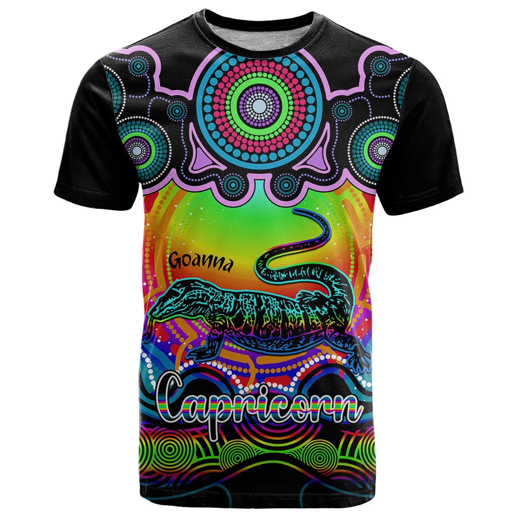 personalised-australia-capricorn-goanna-zodiac-t-shirt-auz-astrology-aboriginal-rainbow