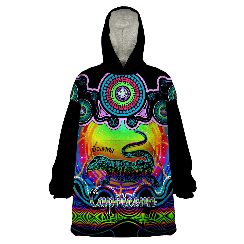 personalised-australia-capricorn-goanna-zodiac-wearable-blanket-hoodie-auz-astrology-aboriginal-rainbow